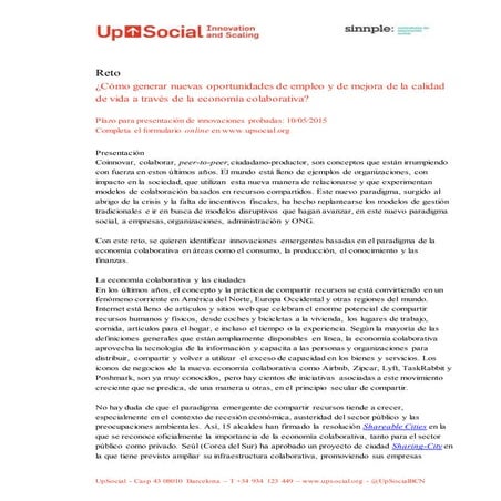 UpSocial Innovation reto econcolaborativa_esp