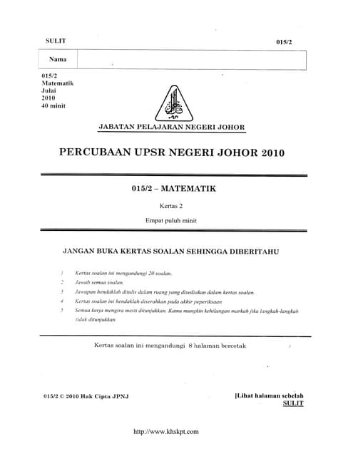 UPSR JOHOR 2010