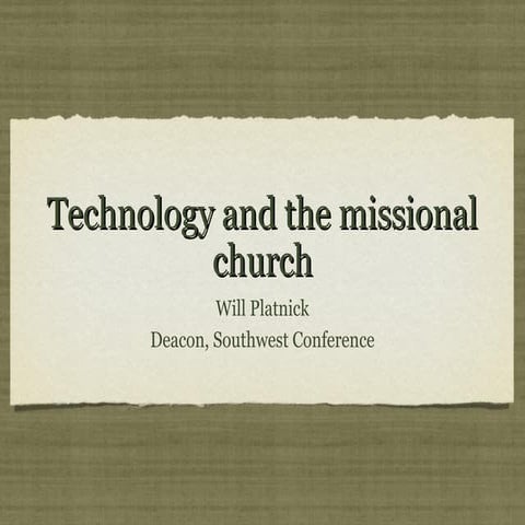 Technology and the Missional Church