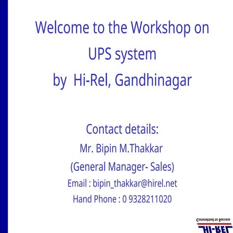 UPS Workshop , Details , working Principle