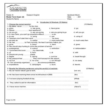 Upstream B2 Worksheet Units 1+2+3