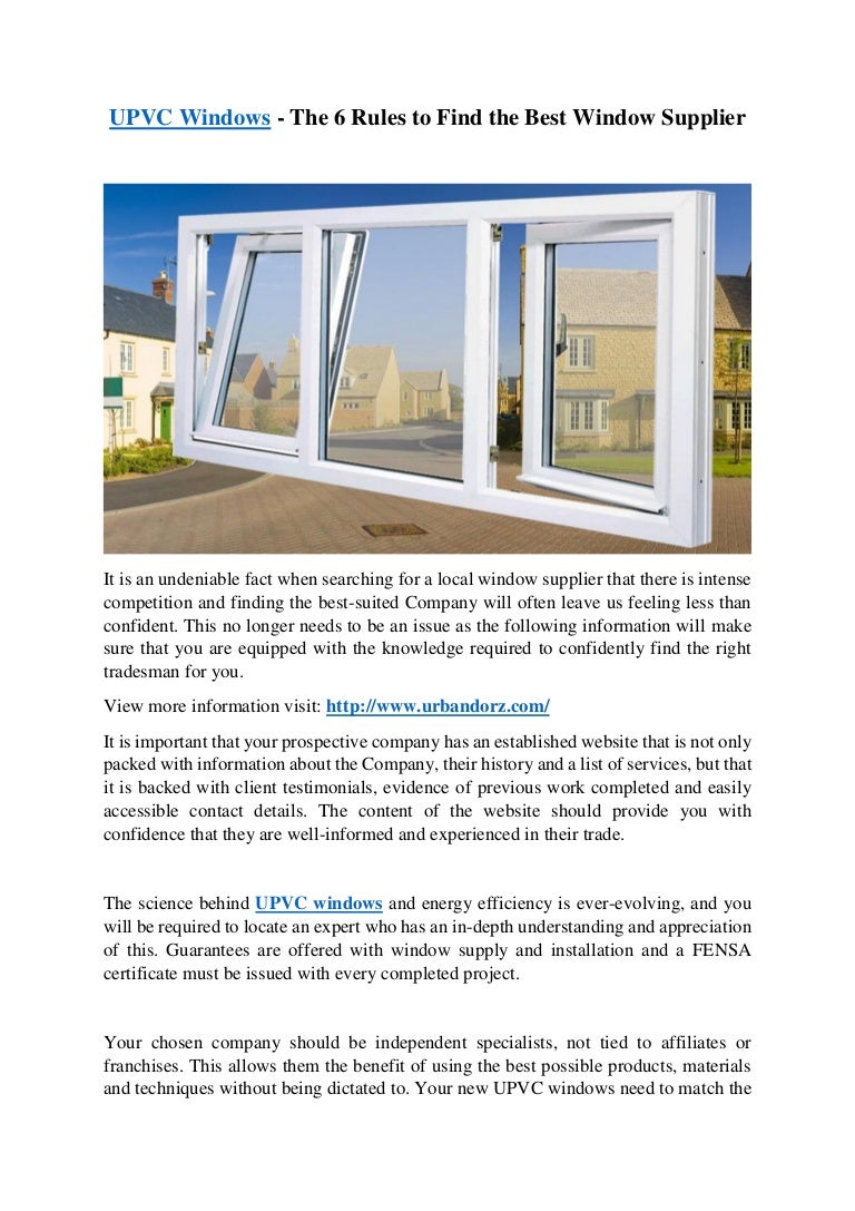 UPVC Windows The 6 Rules to Find the Best Window Supplier