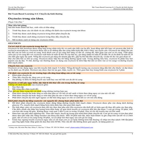 OXYTOCIN TRONG SẢN KHOA