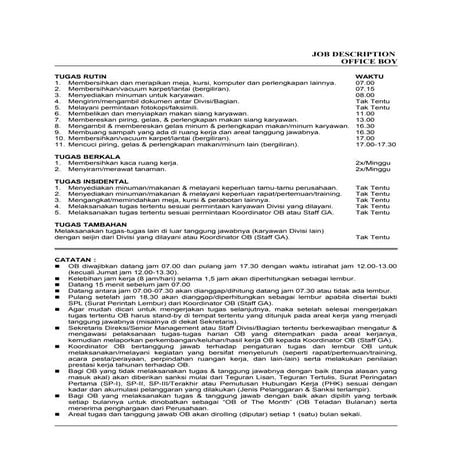 Job Description Office Boy