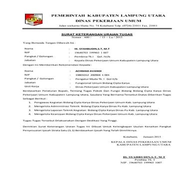 Uraian tugas penyesuaian