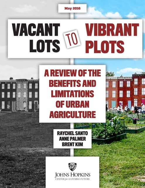 Vacant Lots to Vibrant Plots: A Review of the Benefits and Limitations of Urb...
