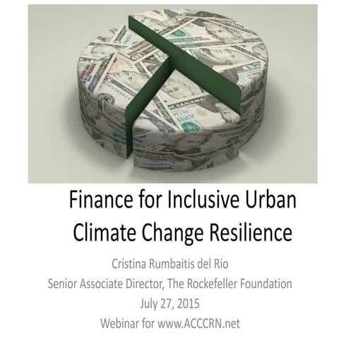 Finance for Urban Climate Change Resilience
