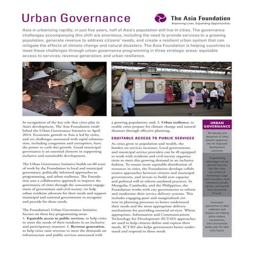 Urban governance (asia foundation july 2015)