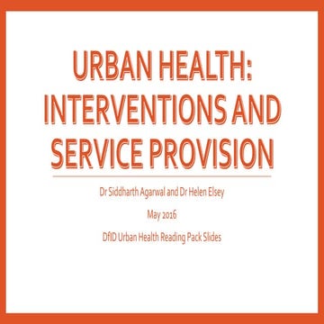 Urban Health Reading Pack C - Interventions and Service Provision