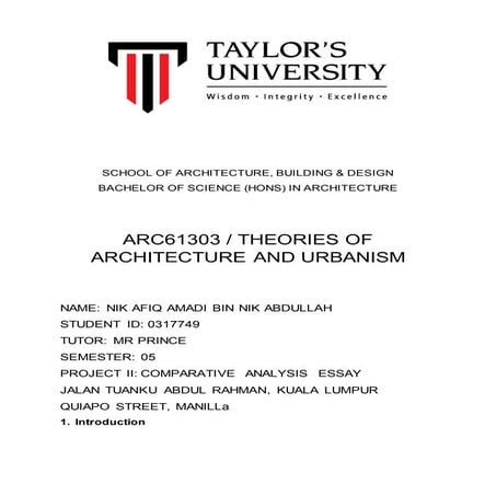 Urbanism comparative essay final