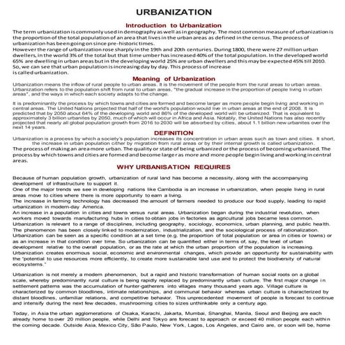Urbanisation | PPTX