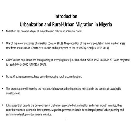 URBANIZATION B Lagos state university's document