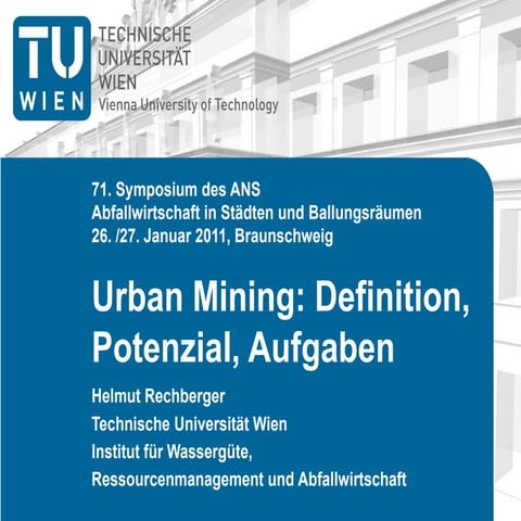 Urban Mining - Definition, Potenzial, Aufgaben