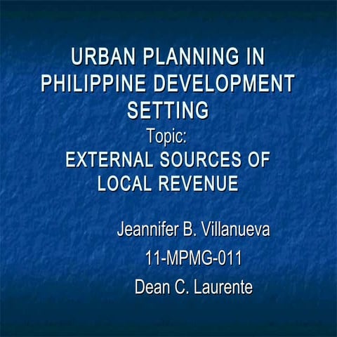 Urban planning in philippine development setting