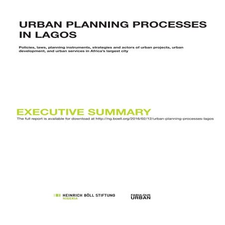 Urban planning processes in lagos  executive summary