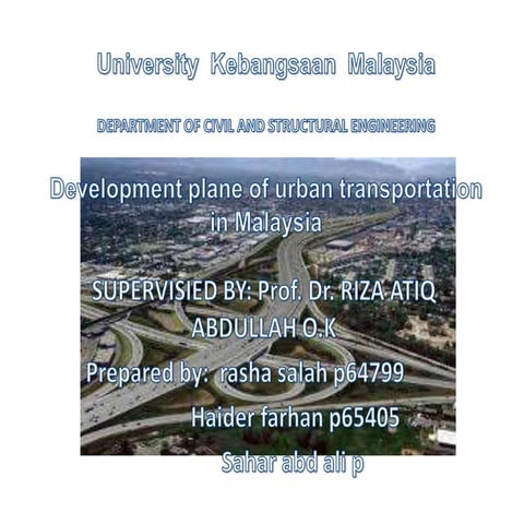 Development plane of urban transportation in Malaysia