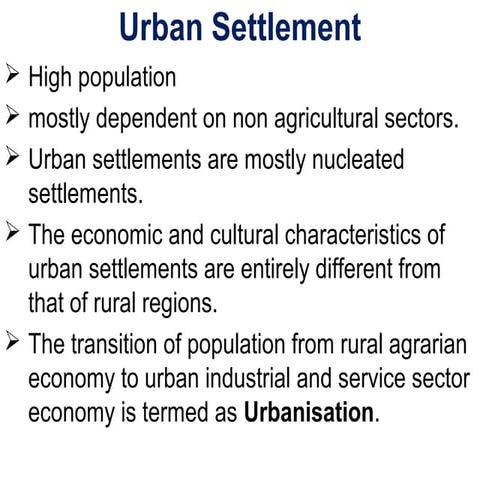Urban settlements
