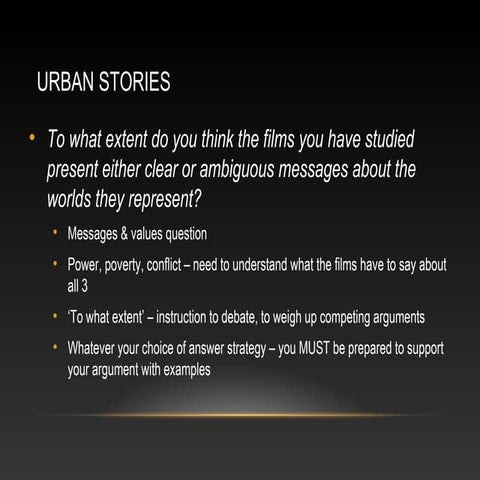 Urban stories exam prep