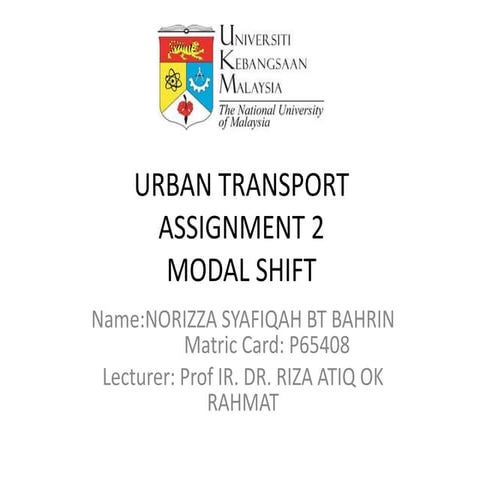 Urban transport (MODAL SHIFT ANALYSIS)