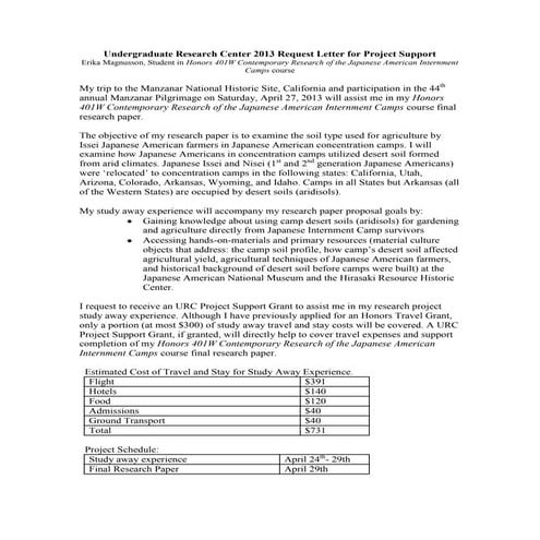 Undergraduate Research Center travel grant | PDF