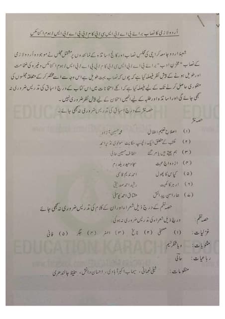 Urdu syllabus B-COM PART 2