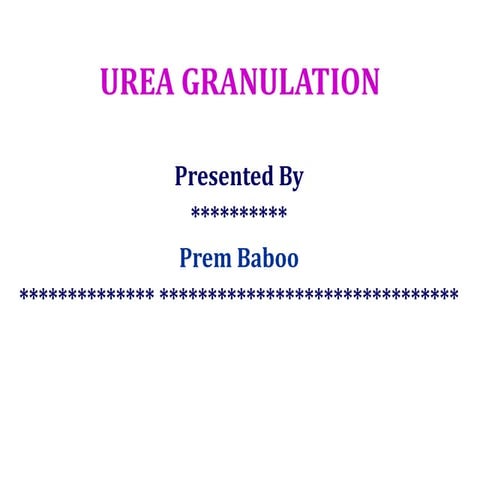Urea granulation