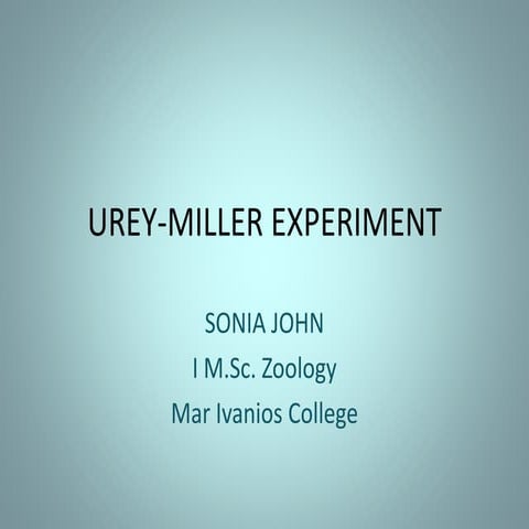 Urey miller experiment