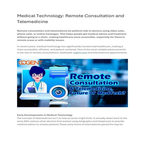 Revolutionizing Healthcare: Remote Consultation and Telemedicine