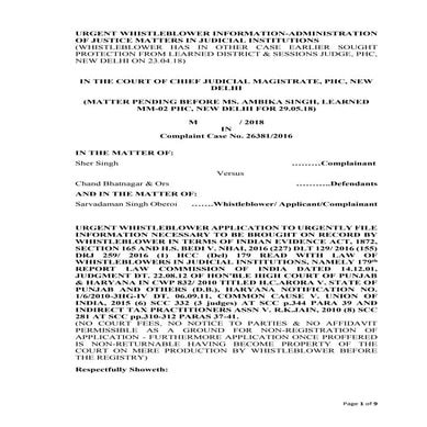 Urgent whistleblower information 14.05.18