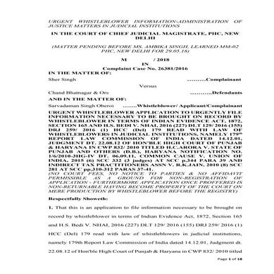 Urgent whistleblower information as filed 14.05.18