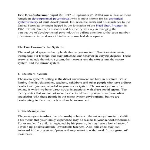 Urie bronfrenner thery course 1