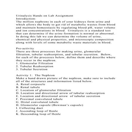 Urinalysis Hands on Lab AssignmentIntroductionThe million nephr.docx