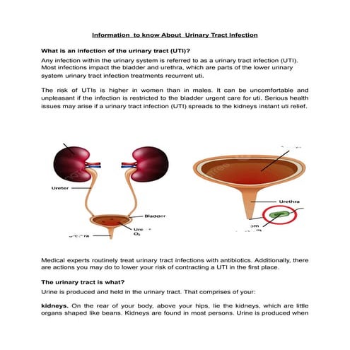 Information  to know About  Urinary Tract Infection