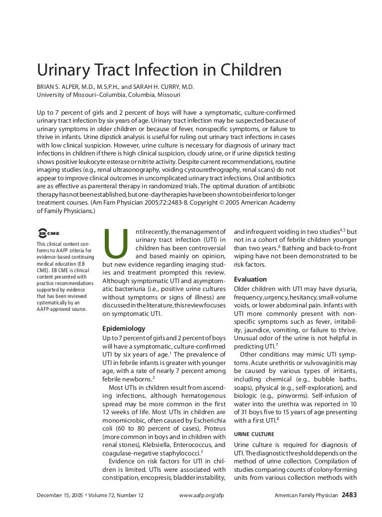 Urinary Tract Infection In Children