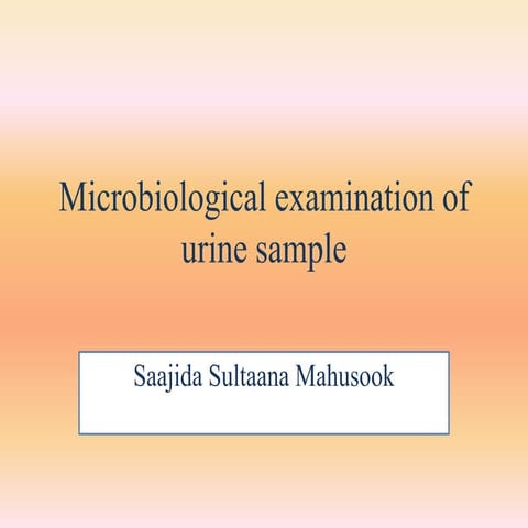 Microbiological examination of urine sample