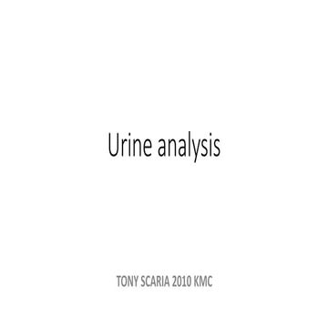 Urine analysis REVISION NOTES 