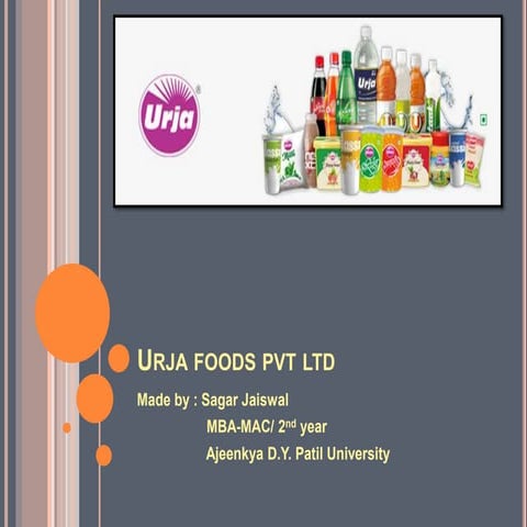 Detail analysis of Urja Foods Pvt Ltd and creation of various marketing campaigns.