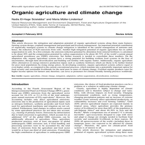 Organic Agriculture and Global Warming