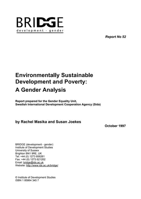 Environmentally Sustainable Development - The Importance of Women