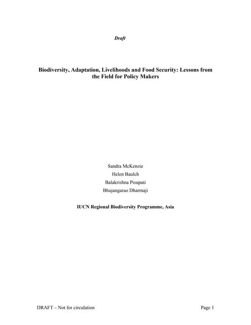 Biodiversity as Tool for Adapting to Global Warming - Lessons from the Field  