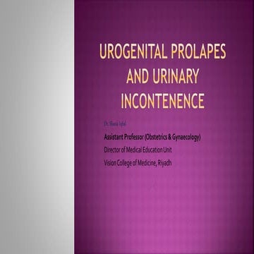 Urogenital prolapse and urinary incontinence 22.04.2021