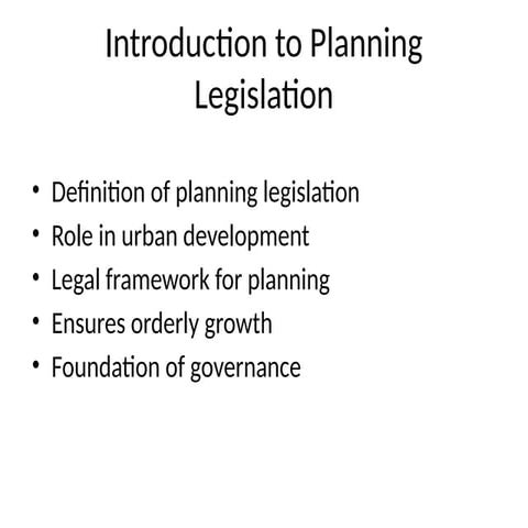 Comprehensive Overview of Planning Legislation and Urban Development ...