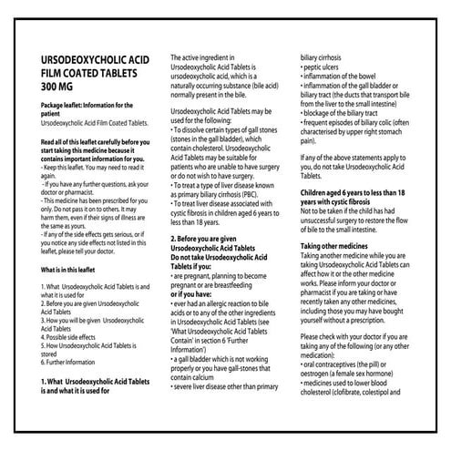 Ursodeoxycholic acid film coated tablets pil, taj pharmaceuticals. | PDF
