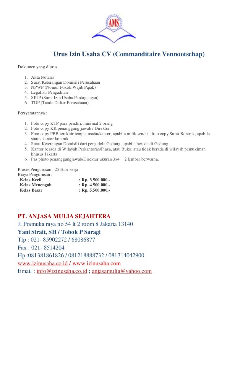 Urus Izin Usaha Cv Urus Izin Usaha Cv