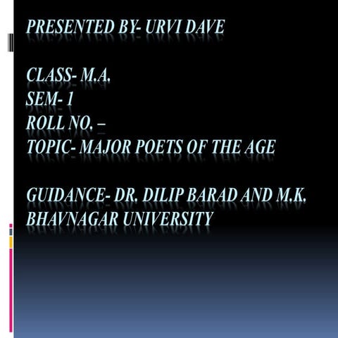 Major poets of the Elizabethan age