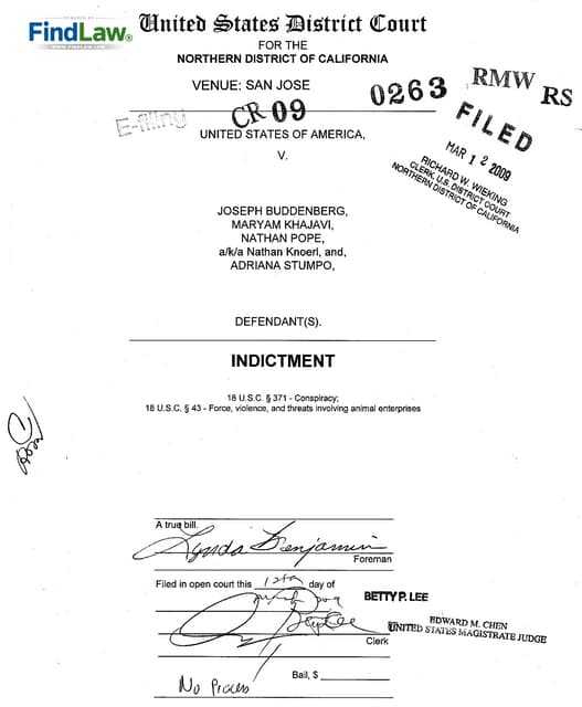 FindLaw | Animal Enterprise Terrorism Indictment