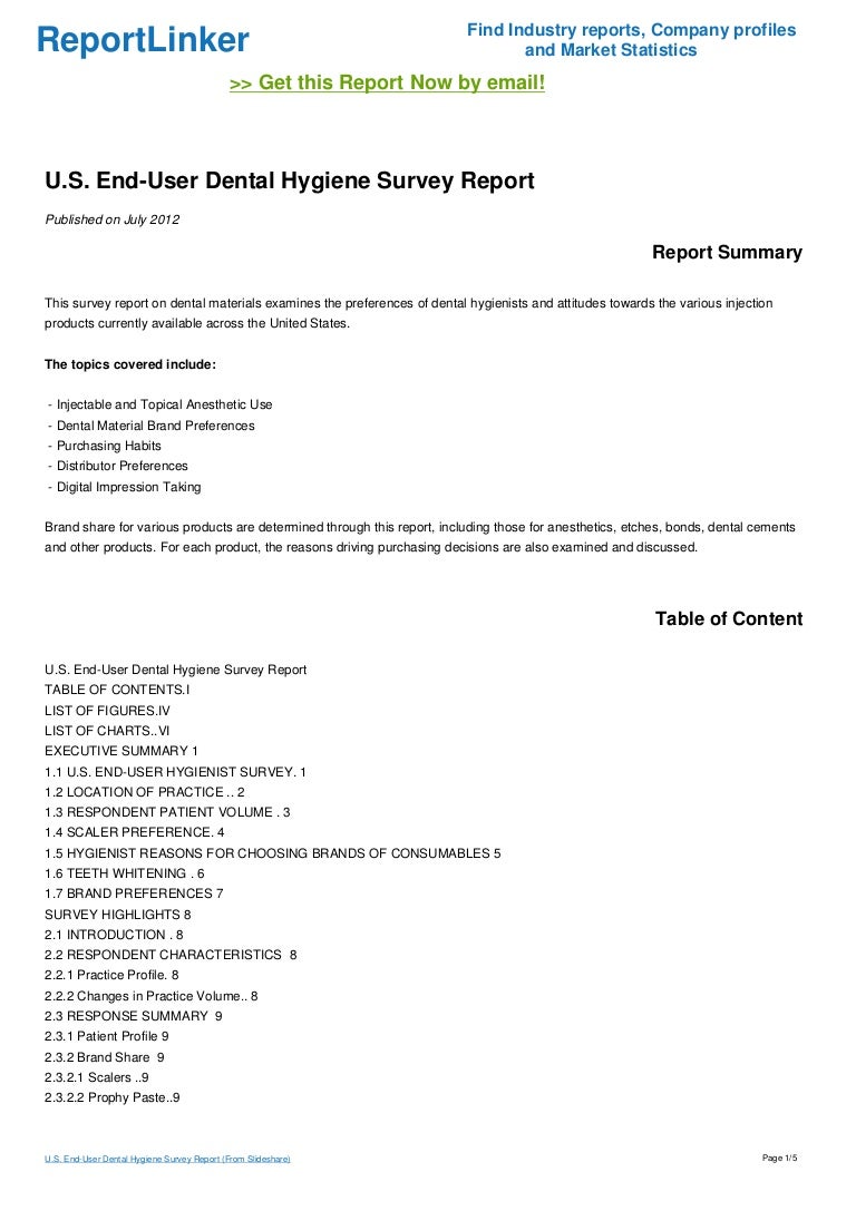 U.S. EndUser Dental Hygiene Survey Report
