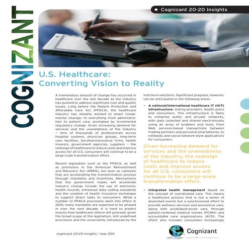 U.S. Healthcare - Converting Vision to Reality