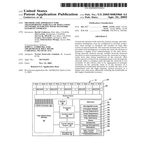 Method and apparatus for transporting parcels of data using network elements ...