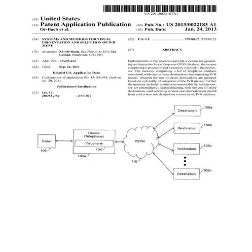 Systems and methods for visual presentation and selection of ivr menu